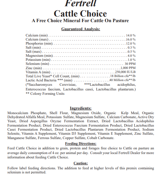 Cattle Choice, 40#-Fresh Start Growers Supply