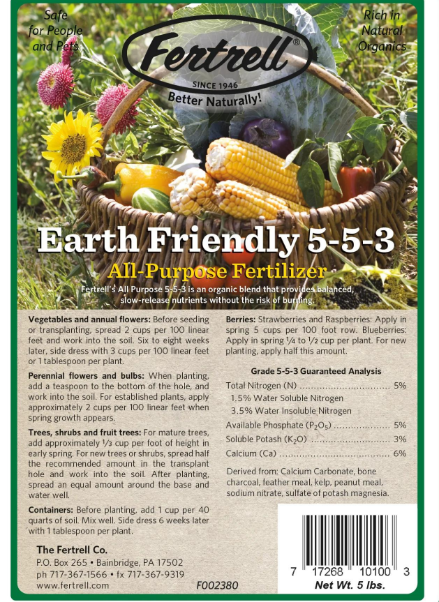 Earth Friendly 5-5-3, 50#-Fresh Start Growers Supply