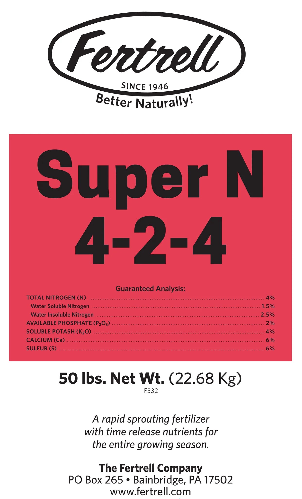 Super N 4-2-4 zinc & boron, 50#-Fresh Start Growers Supply