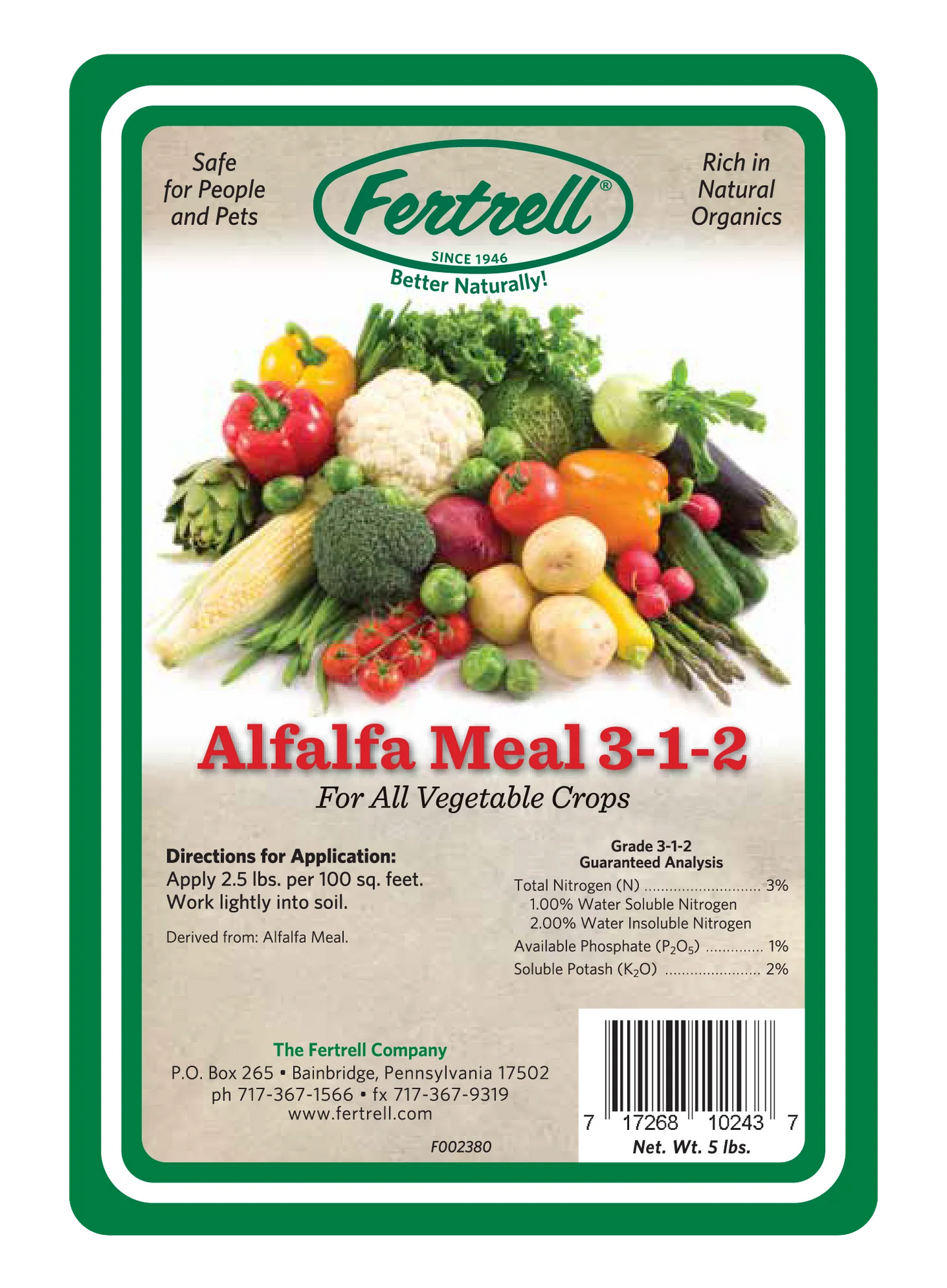 Alfalfa Meal 3-1-2, 5#-Fresh Start Growers Supply