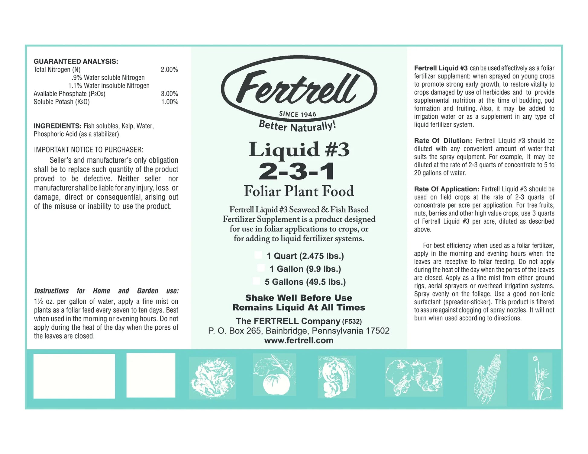 3 1 2 plant fertilizer Liquid #3 2-3-1 Fish & Kelp
